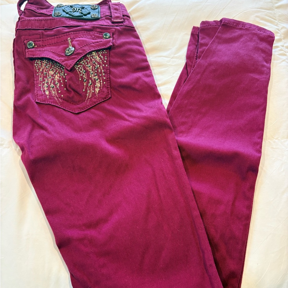 Miss Me Women's Skinny Jeans in Burgundy
